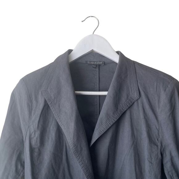 Eileen Fisher Green Edges Stitched Linen Blend Open Front L/S Cardigan - Size S - Picture 5 of 8